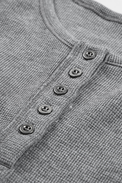 Waffle Knit Henley Top